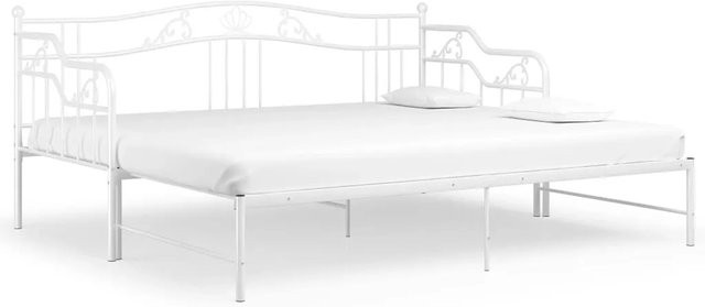 vidaXL Ausziehsofa Bettgestell aus Metall in Weiß, Modernes Design - Bild 1