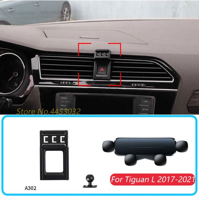 Schwerkraft-Handyhalterung für Volkswagen Tiguan 2016-2018 mit GPS-Halterung und Sockel, Schwarz - Bild 1