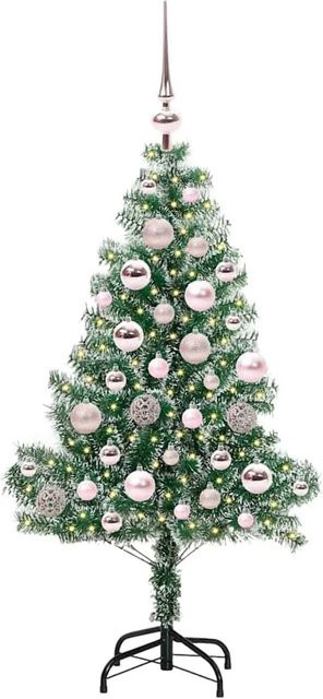 vidaXL Künstlicher Weihnachtsbaum Beschnitelt mit LED Licht, Grün-Weiß, Höhe: 120 cm - Bild 1
