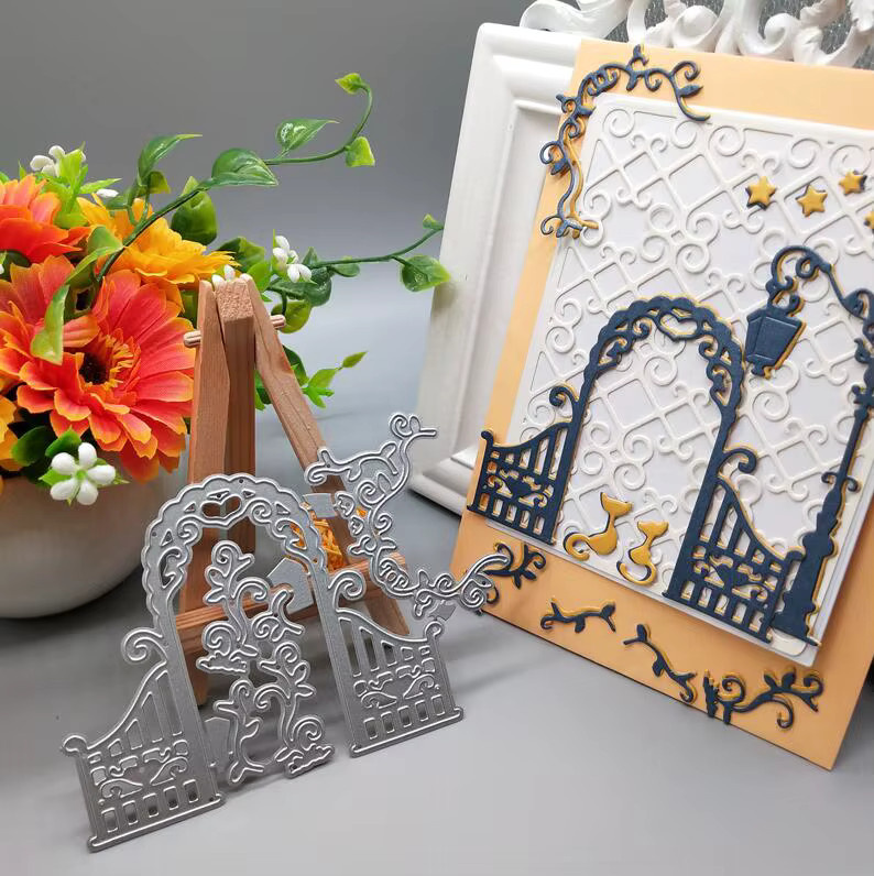 Metall Schneidwerk Schablone für Fenster und Tür Zaun in Silber für DIY Scrapbooking und Papierhandwerk - Bild 2