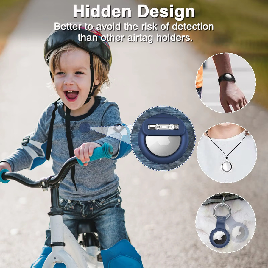 Apple Silikon AirTag Halter mit Sicherheitsnadeln in Pink für Kinder und Senioren als GPS Tracker Hülle für Kleidung, Schuhe oder Rucksäcke - Bild 3