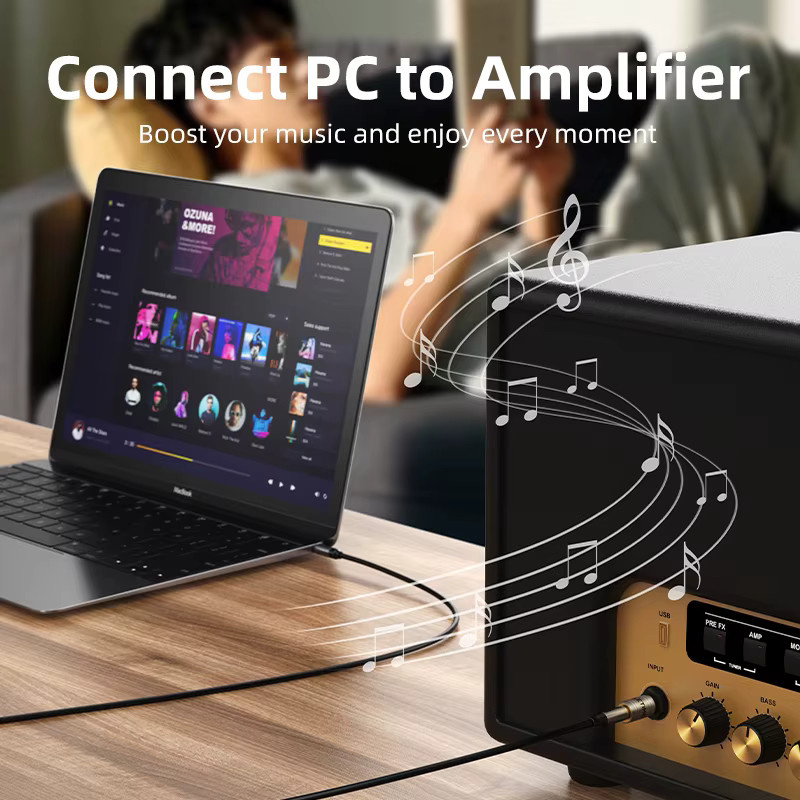 CABLETIME Audio-Adapter 6,35 mm Klinke auf 3,5 mm Mikrofon-Audiostecker in Gold für Verstärker, Lautsprecher und AUX-Kabel - Bild 4