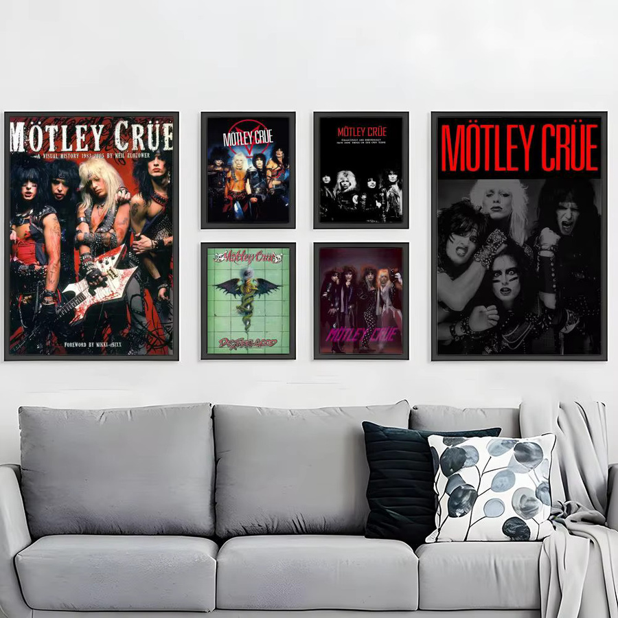 Selbstklebendes Retro-Poster von Motley Crues in Weiß und Multicolour, wasserfestes Papier, Rechteckig, Breite: 20,0 cm, Höhe: 15,0 cm - Bild 3