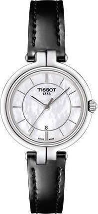 Tissot Armbanduhr Flamingo, Quarz, Edelstahlgehäuse, 30 mm, Lederarmband, Weiß - Bild 1