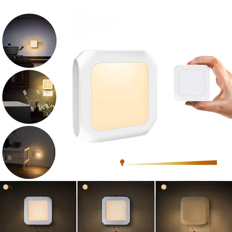 VENUSWING Mini-LED-Nachtlicht in Weiß, dimmbare quadratische Plug-in-Lampe für Küche, Wohnzimmer und Flur, warmweißes Licht - Bild 7