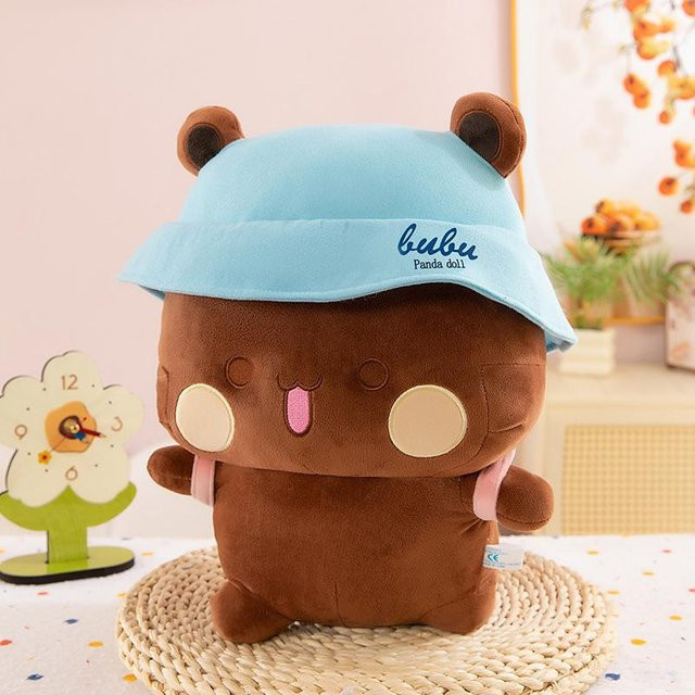 Yiran toy Kawaii Bubu Bär Plüschtier mit Hut, Braun, ab 14 Jahren - Bild 1