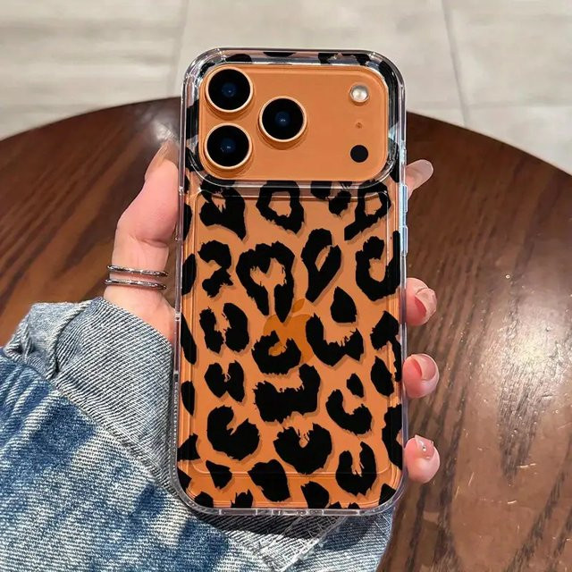 Transparente Handyhülle mit schwarzem Leopardenmuster für iPhone 11 bis iPhone 17 Pro Max, Softcover mit Luftkissen-Schutz - Bild 1