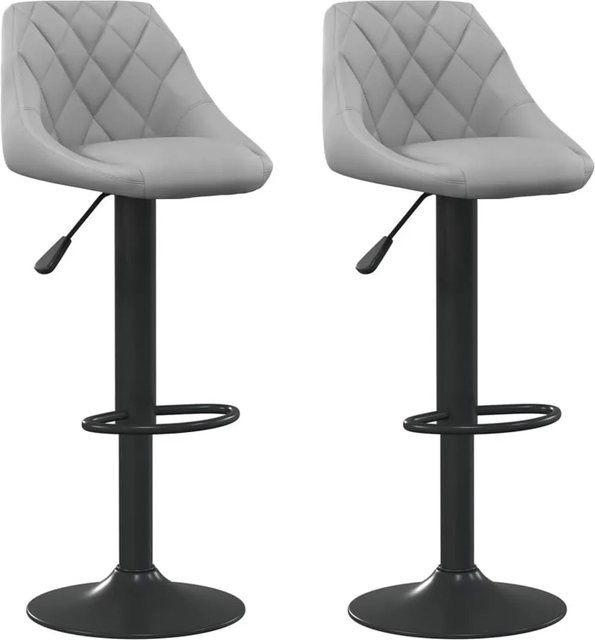 DELUKE Barhocker DUKE 2er Set, höhenverstellbare Barstühle aus Samt in Grau, drehbar mit Stahlgestell für Küche und Hausbar - Bild 1
