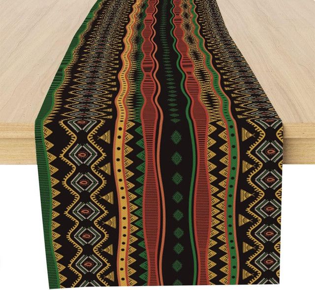 VIKAMA Tischläufer im afrikanischen Stammes-Design, Multicolor, Retro-Dekoration - Bild 1