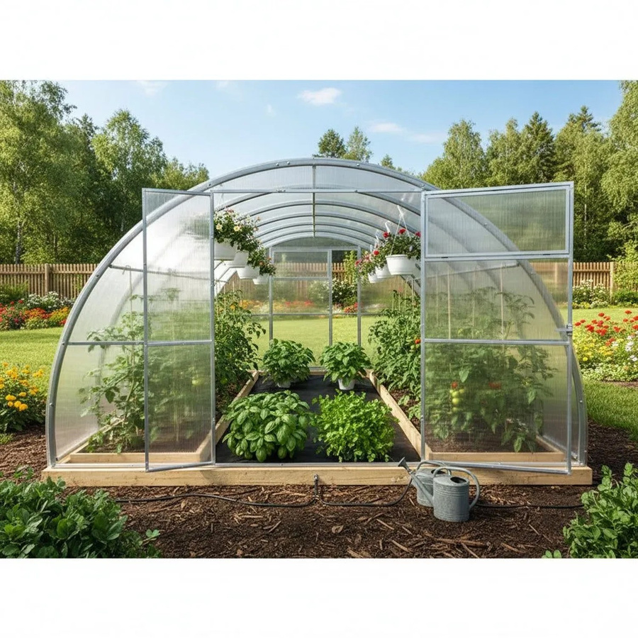 Garten Dream Gewächshaus Sofia aus verzinktem Stahl mit 4mm Polycarbonat, transparent, B/T/H: 800 x 350 x 140 cm - Bild 2