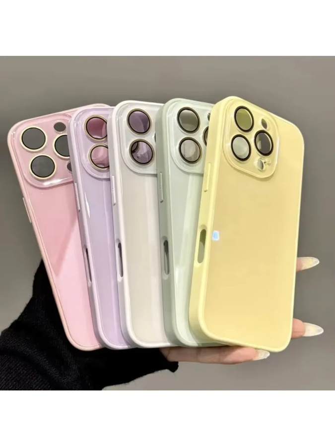 Stoßfeste Hartschalen-Schutzhülle aus gehärtetem Glas mit Silikon-Bumper und Linsenschutz für Apple iPhone in Weiß - Bild 3