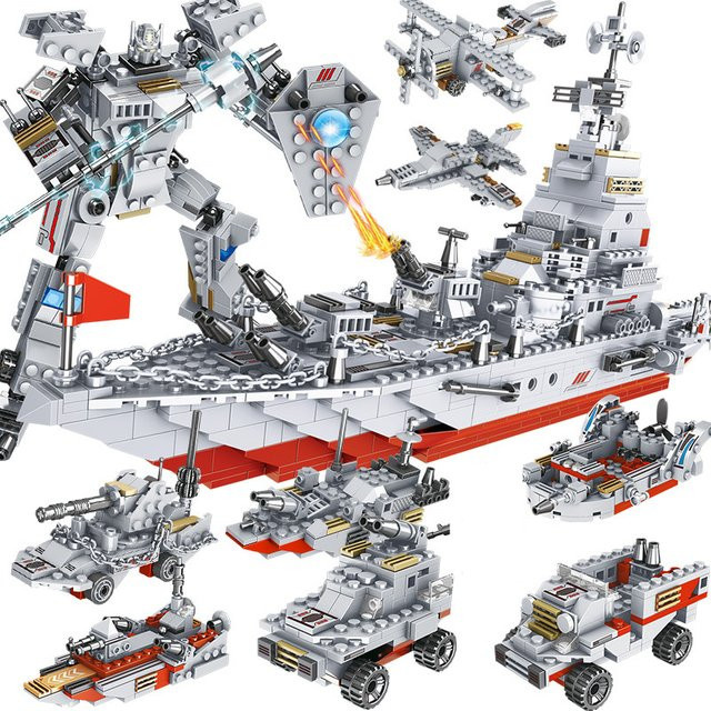 CTMA Military Serie Kriegsschiff Kämpfer Roboter Bausteine, 1000 Teile, ab 6 Jahren - Bild 1