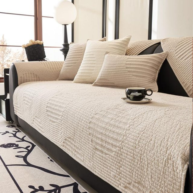 Kissenbezug aus reiner Baumwolle im modernen chinesischen Stil, Beige, B/B: 70 x 70 cm - Bild 1