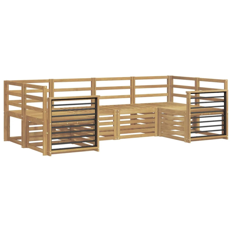 vidaXL Outdoor-Sofagarnitur 6-teilig aus Akazie Massivholz in Weiß, L-Form mit Latten-Design, B/T/H: 245 x 128,5 x 73 cm - Bild 2