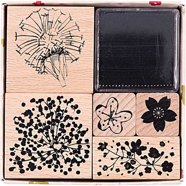 Rico Design Paper Poetry Stempelset Bouquet Sauvage in Schwarz - Bild 1