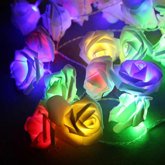 HEGEHE RGB LED Rosenblumen Lichterkette mit USB und Batterie für Hochzeit und Weihnachten, Multicolour - Bild 1
