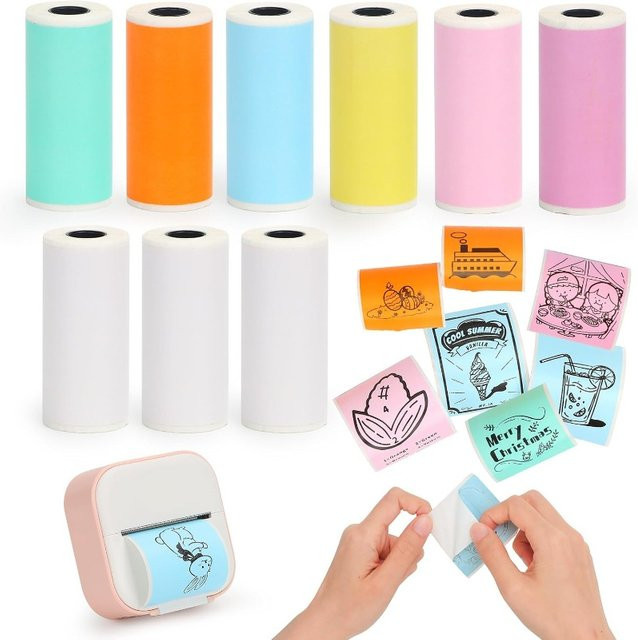 Selbstklebendes Thermopapier QKX für Mini-Drucker T02 und M02, Mehrfarbig, B: 25 mm x H: 57 mm - Bild 1