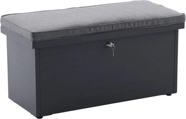 Aufbewahrungsbox aus feuerverzinktem Stahl mit Sitzkissen in Anthrazit, B/T/H: 101 x 46 x 45 cm - Bild 1