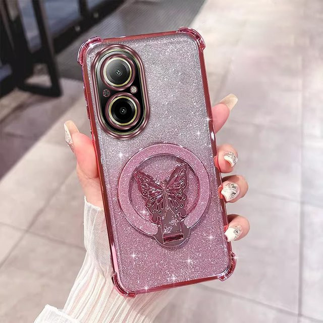 Schmetterlings Handyhülle mit Lanyard für Realme C67 C65 C63 C53 C51S C55 C75 C71 C51 C61 in Silber oder Pink - Bild 1