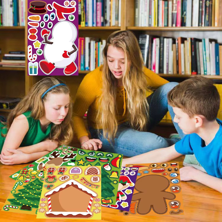 8er Set Weihnachtsmann und Weihnachtsbaum Aufkleber mit Gesichtern in Multicolour für Helm, Fahrrad und Schreibwaren von BulingBulingStickers Shop - Bild 4
