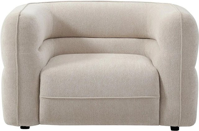Vente-unique Sessel Taliena mit gerader Rückenlehne in Beige aus Chenille-Stoff Breite: 120 cm - Bild 1