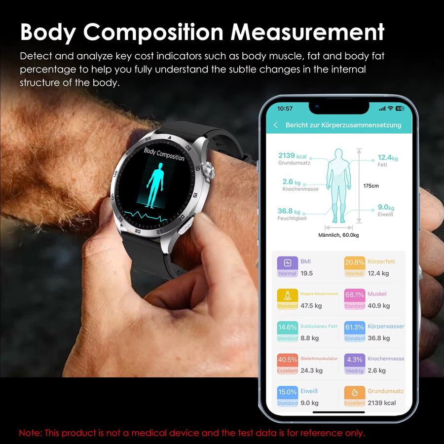 Marsyu Smartwatch, Schwarz, Silikon, Unisex - Bild 2
