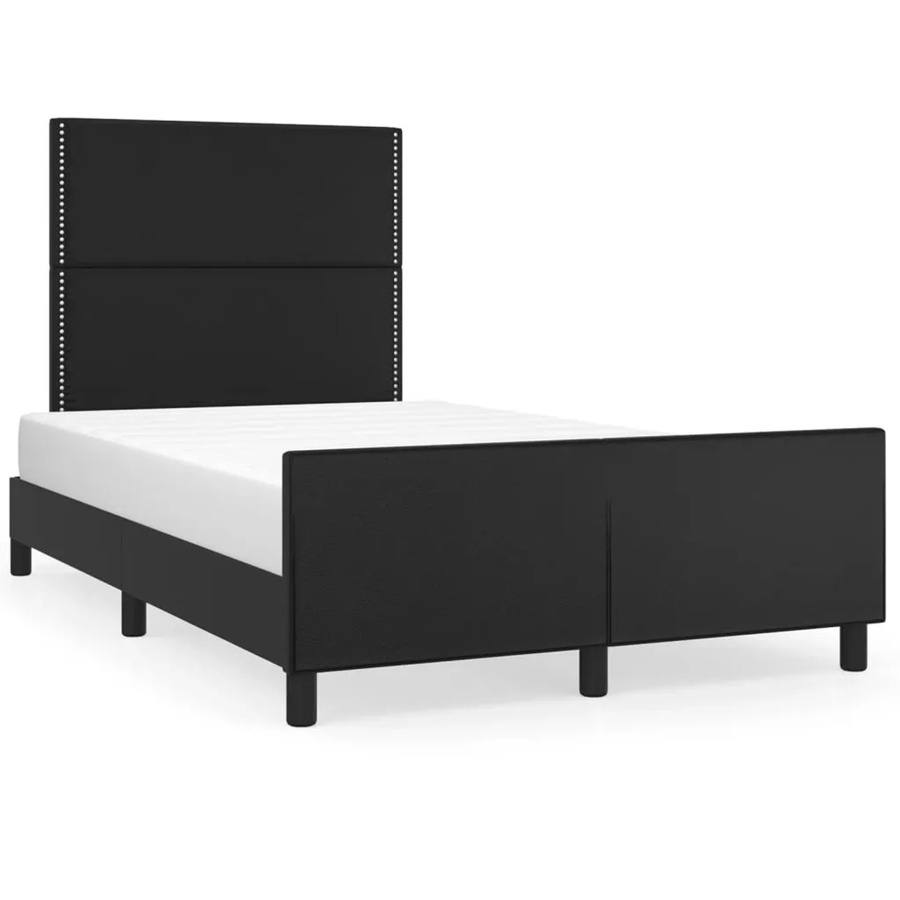 vidaXL Bettgestell mit Kopfteil in Schwarz aus Kunstleder, Breite: 120 cm, Tiefe: 200 cm, Höhe: 126 cm - Bild 2