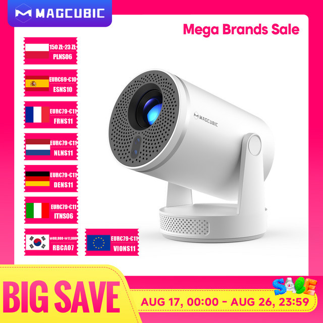 Magcubic HY320Pro Projektor mit Native 1080P Full HD, Android 14 und Autofokus, Tragbares Heimkino-Gerät in Weiß - Bild 1