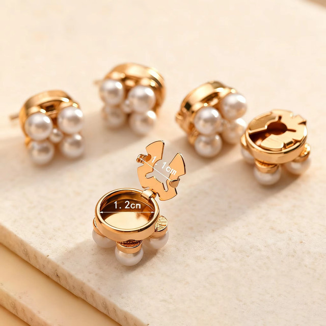 Qi Qi Wu Manschettenknöpfe, Messing, Perle, Gold, Damen - Bild 1