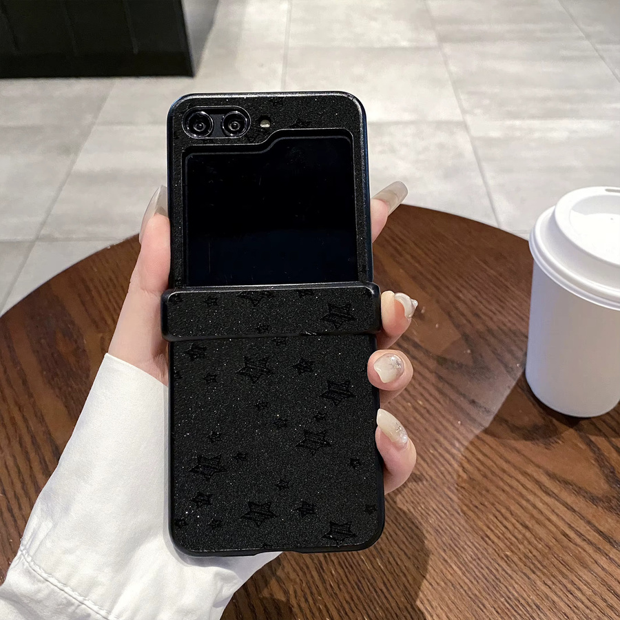 INS Glitzer-Stern-Handyhülle für Samsung Galaxy Z Flip 8 7 7 FE 6 5 4 3 5G mit matter Rückseite in Gold - Bild 3