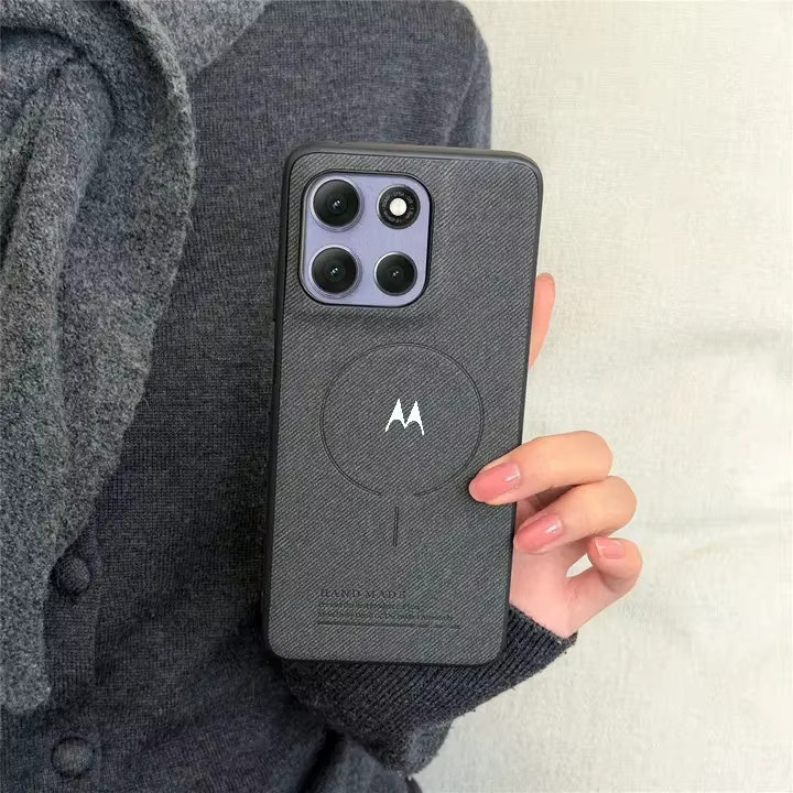 Magnetische Business Hülle aus gewebtem Material für Motorola Moto Edge 70 Ultra, Fusion+, 60 Pro, 50 Neo, G87, G77, G67, G66 in Schwarz - Bild 2