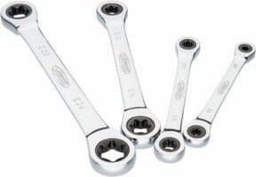 Vigour Doppel Ratschen-Ringschlüssel Satz V6611/4 in Silber, 4-teilig, E-Profil, E6–E24 - Bild 1
