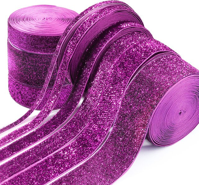 Glitzer Samtband in Lila und Rot für DIY Dekorationen zu Weihnachten, Hochzeit und Partys - Bild 1