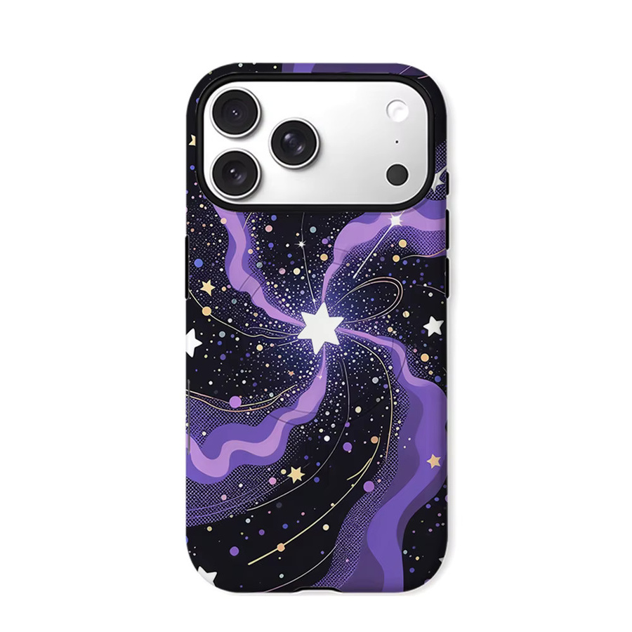 Potdemiel Aurea Case Matte Bumper MagSafe Schutzhülle für iPhone 13 bis 17 Pro Max, Stoßfeste PC Hülle, Lila Stern Vortex - Bild 7