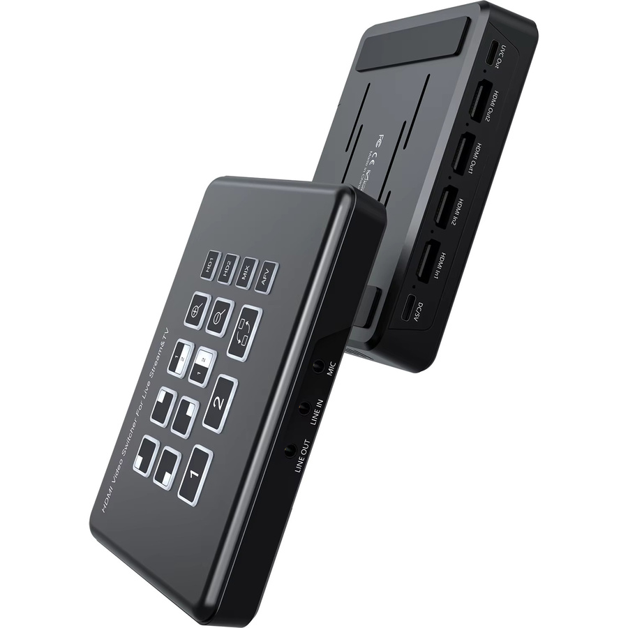 RULLZ HDMI Video-Mischer und -Umschalter mit 2 Kanälen in Schwarz für Live-Streaming und Broadcast mit PIP sowie MIC Line-In und Line-Out - Bild 3