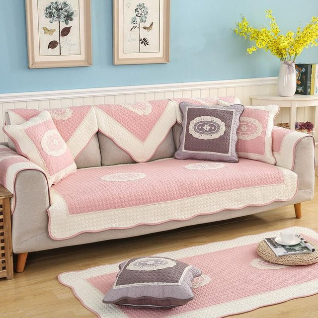 Super Six Gestepptes Baumwoll-Sofakissen mit koreanischer Bestickung, Uni-Design, B/B: 70 x 70 cm - Bild 1
