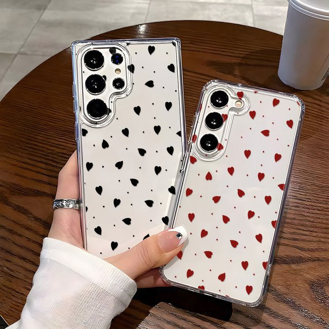 Transparentes Samsung Handycase mit Herz-Design für Galaxy S25 Ultra S24 Plus S23 S22 S21 S20 FE aus weichem TPU - Bild 1