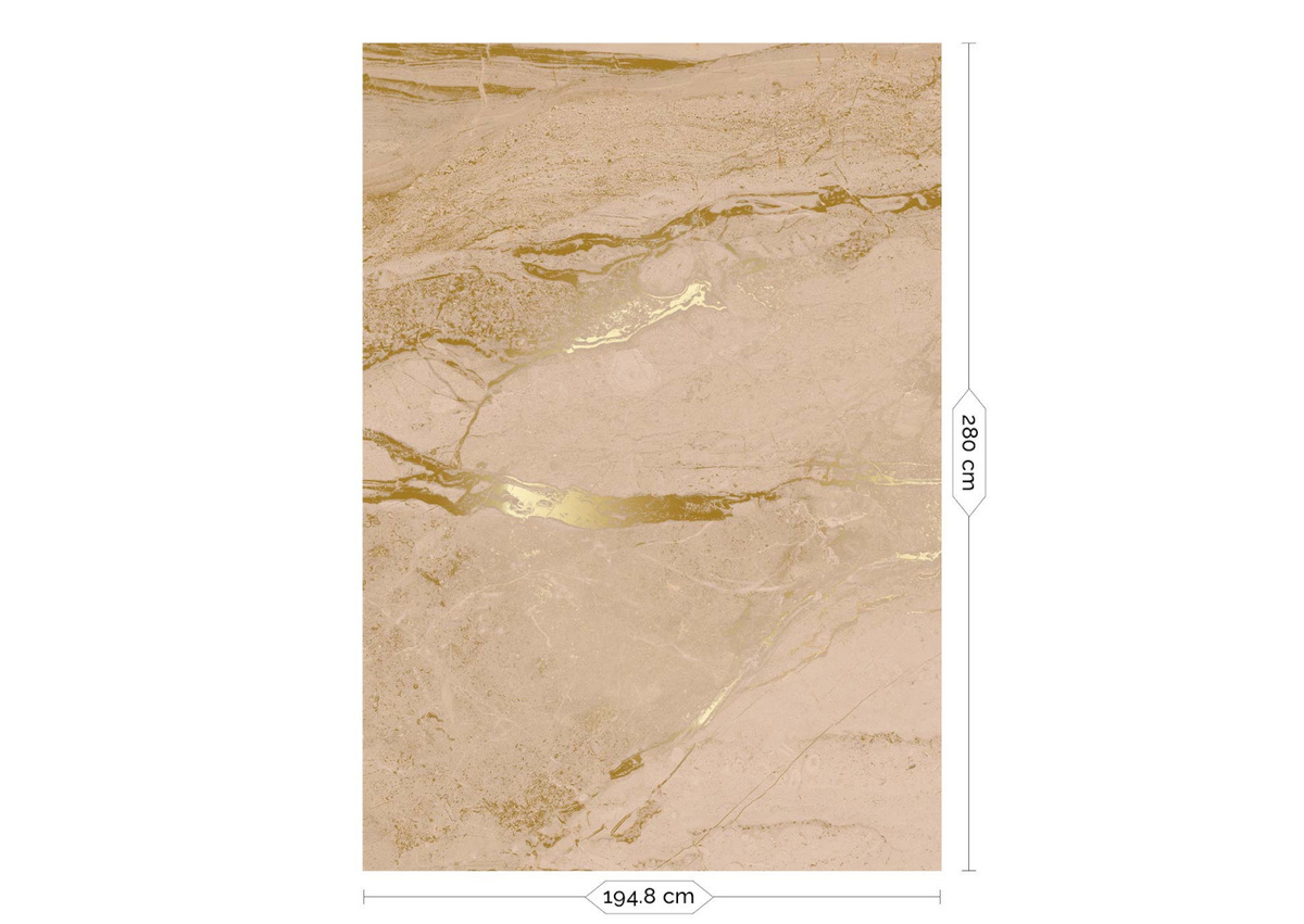 KEK Amsterdam Mural Marble Nude Uyterlinde Wandtattoo in Beige und Gold, Abstraktes Modernes Design, Breite: 195 cm - Bild 3