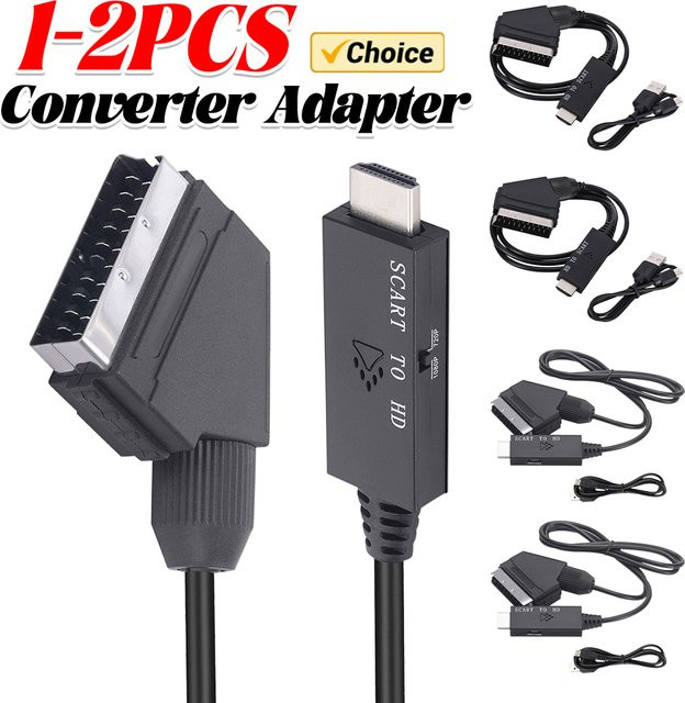 VODOOL SCART zu HDMI Konverter Adapter für Full HD 1080P Video und Audio in Schwarz - Bild 1