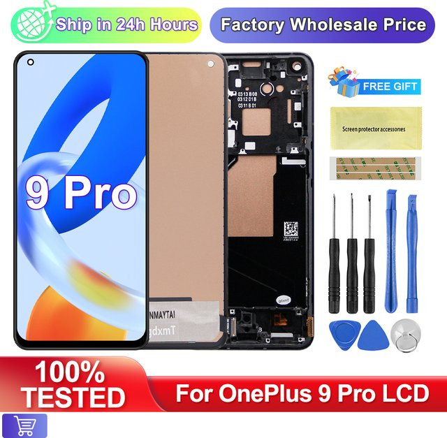 OnePlus 9 Pro LCD Display Touchscreen Digitizer Montage Ersatz mit Rahmen in Schwarz für LE2121 LE2125 LE2123 - Bild 1