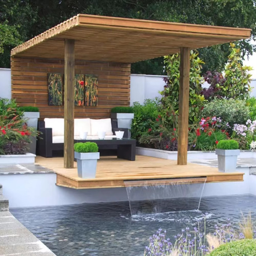 Wasserfall Brunnen aus 304 Edelstahl in Silber als Schwimmbad Wasser Vorhang und Hochwasserentlastung für den Garten und Outdoor, Breite: 30 cm - Bild 1
