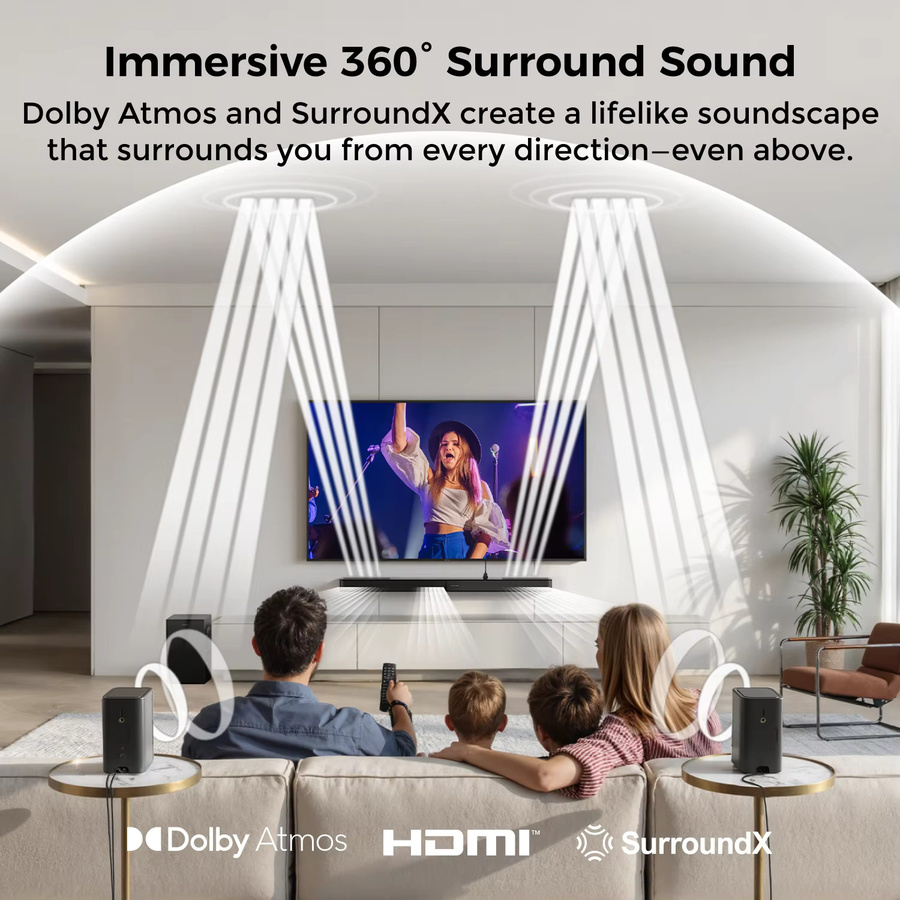 ULTIMEA 460W 5.1.2-Kanal Soundbar mit Dolby Atmos Heimkinosystem in Schwarz mit 2 Surround-Lautsprechern und App-Steuerung - Bild 3