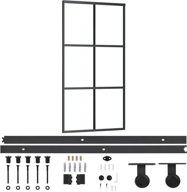 vidaXL Schiebetür aus ESG-Glas und Aluminium in Schwarz, B/H: 102 x 205 cm - Bild 1