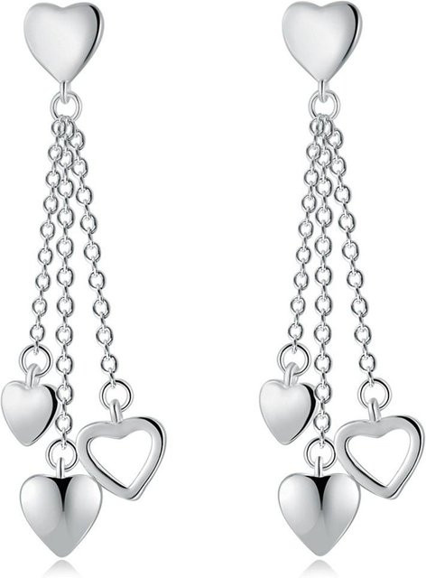 Ohrringe 925 Sterling Silber, Quaste Herz Tropfen, Damen - Bild 1