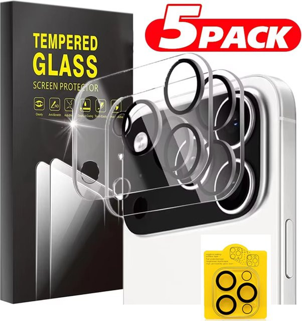 5er Set Kamera-Schutzglas für Apple iPhone 11 bis iPhone 17 Pro Max, schwarze Kreis-Objektivschutzfolien für die Rückkamera - Bild 1