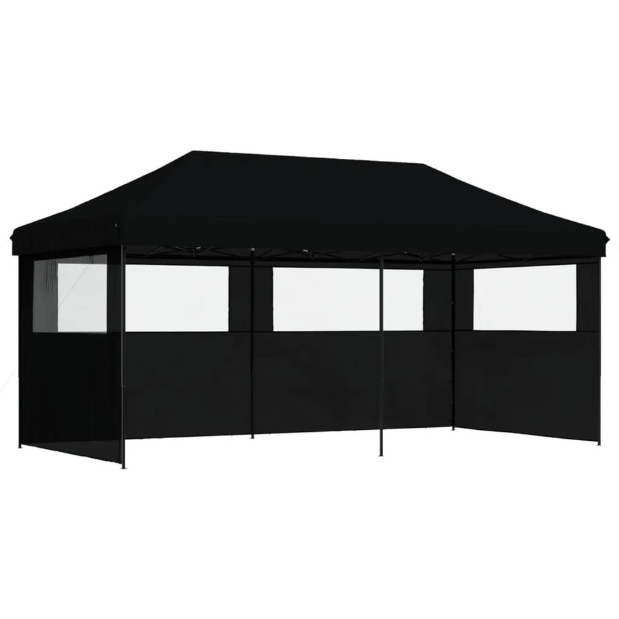 vidaXL Partyzelt Pop-Up Faltbar mit 3 Seitenteilen und transparenten Fenstern Schwarz B: 315 cm, T: 292 cm, H: 292 cm - Bild 2