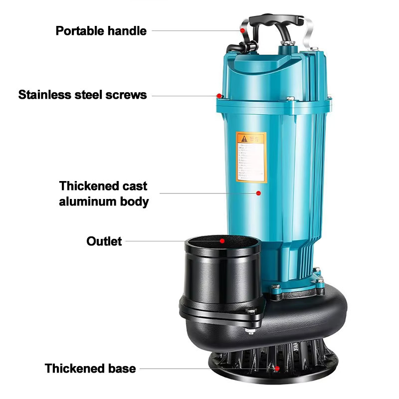 xmshxltd Tauchpumpe für Garten und Landwirtschaft in Blau, 370W-1100W High-Flow Wasserpumpe zur Bewässerung und für Schwimmbecken - Bild 4