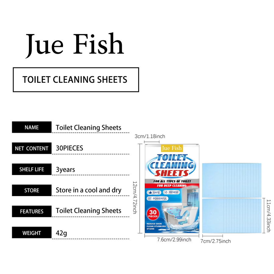 Jue Fish Toilettenreinigungstücher zur Tiefenreinigung mit Frischeeffekt, 30 Stück pro Schachtel - Bild 4