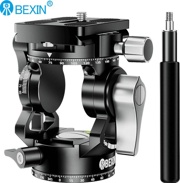 BEXIN Mini-Stativkopf in Schwarz mit Doppel-Panorama-Funktion und Arca Swiss Schnellwechselplatte für DSLR-Kameras - Bild 1