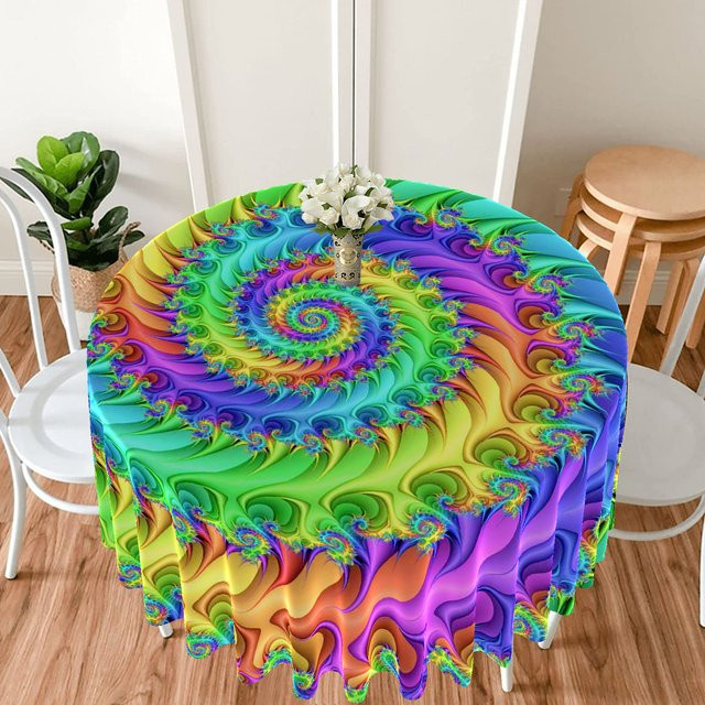 Wasserfeste runde Tischdecke mit buntem Vortex-Technologie-Muster, Durchmesser: 160 cm - Bild 1